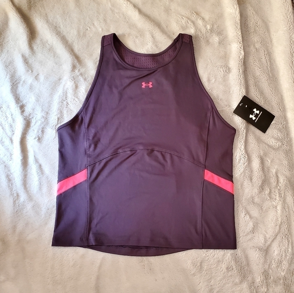 Under Armour Purple Racerback Tank Size Large NWT